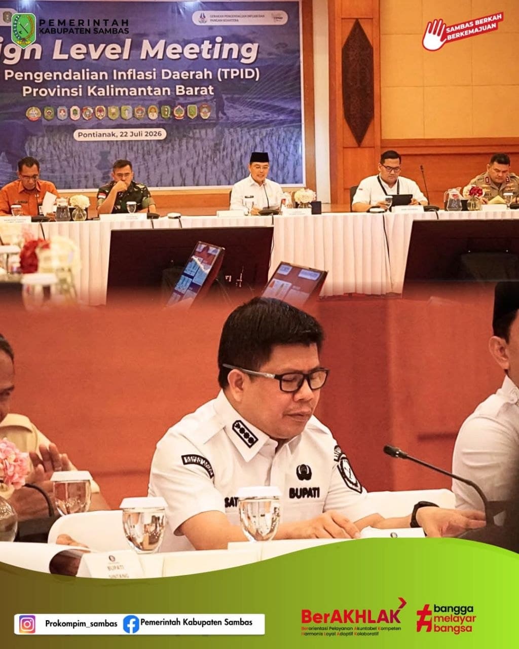 Bupati Sambas Hadiri High Level Meeting TPID Provinsi Kalimantan Barat 2026